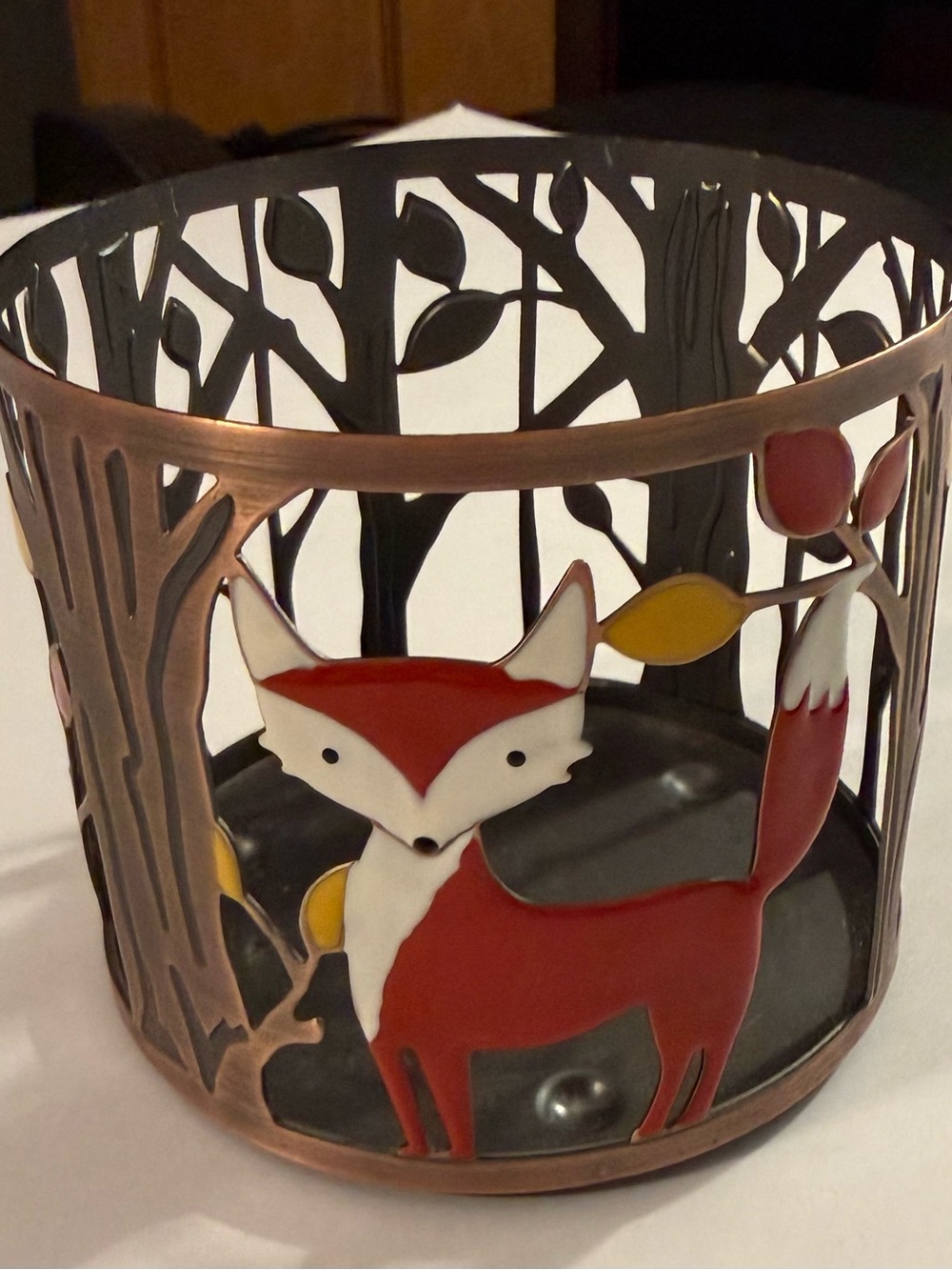 Bath & Body Works Fox Woodland Metal Candle Holder Sleeve 🍁🕯️
